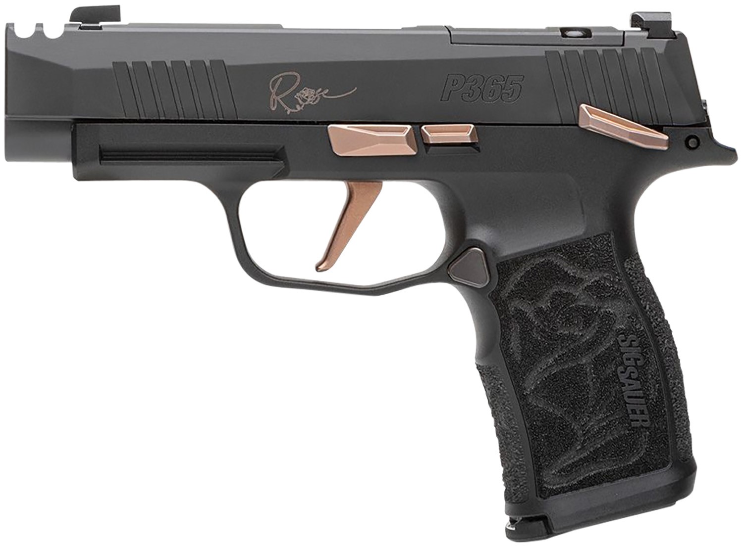 SIG SAUER P365XL, 9MM 3.1" OPTICS READY, ROSE ENGRAVING AND ACCENTS, 12RDS PKG