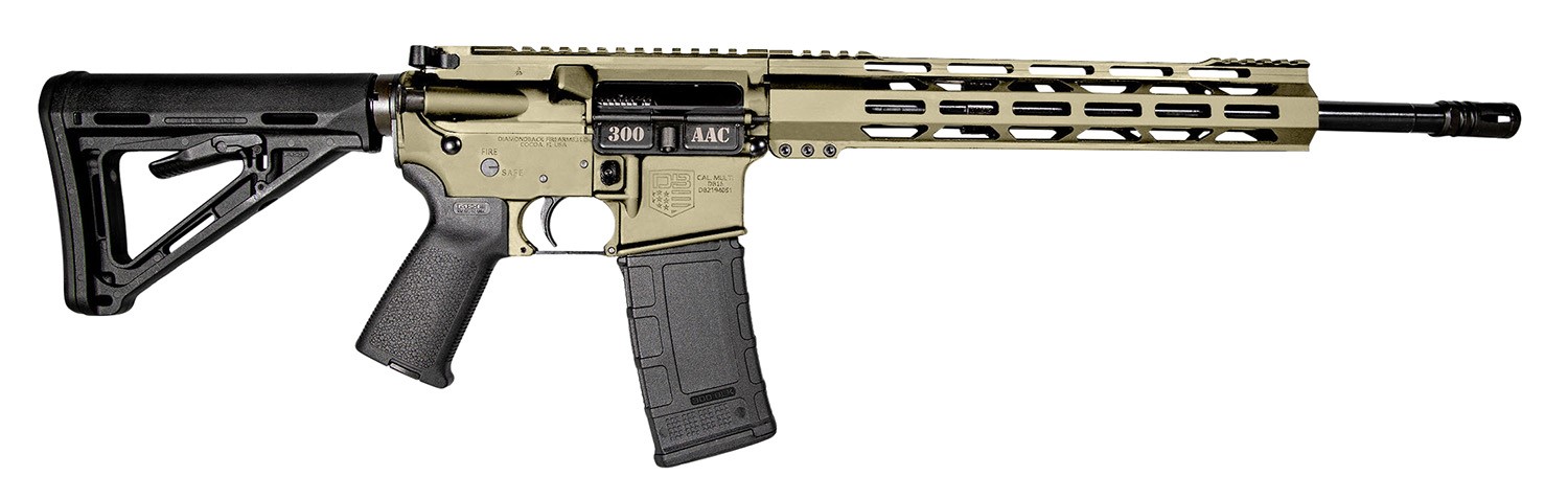 DIAMONDBACK DB15, 300BLKOUT, 16" FDE, ADJ MAGPUL MOE STK, BLK MAGPUL GRIP, 30RDS