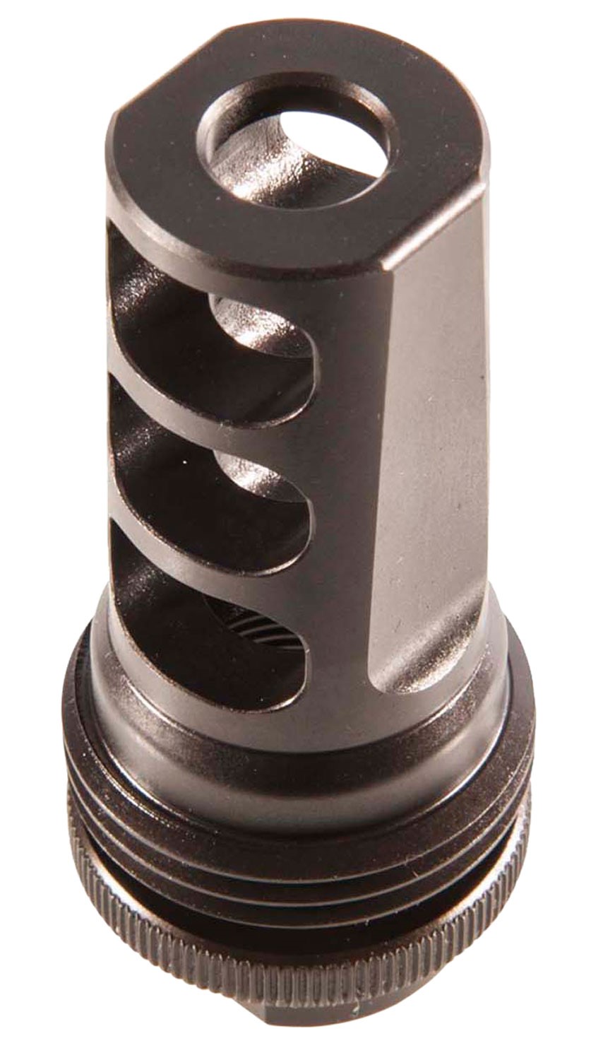 SILENCERCO, ASR MUZZEL BRAKE, BLACK STEEL WITH 5/8-24 TPI THREADS FOR 30 CAL SILENCERCO, ASR MUZZEL BRAKE, BLACK STEEL WITH 5/8-24 TPI THREADS FOR 30 CAL