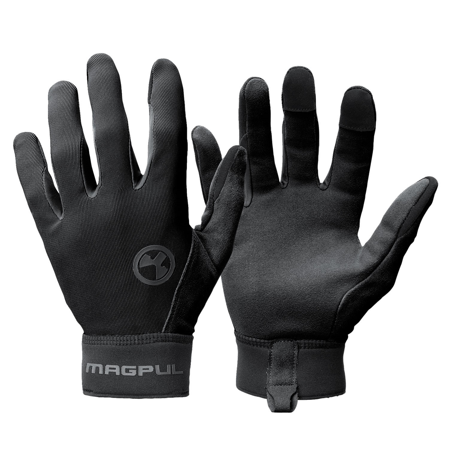 MAGPUL TECHNICAL GLOVES, MD, BLACK, HAS TOUCHSCREEN CAPABLE FINGER TIPS.