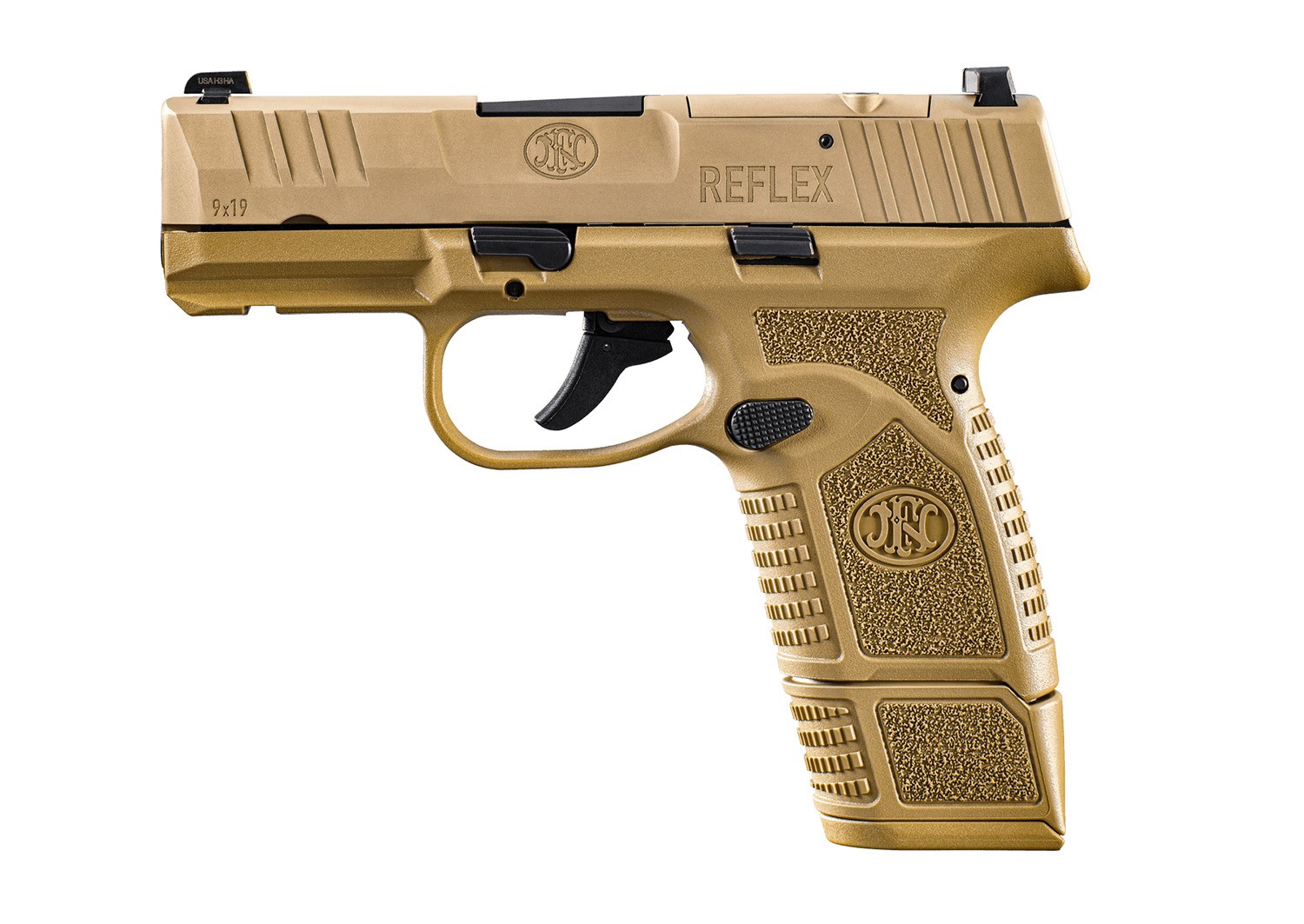 FN REFLEX MRD, 9MM, 3.3" FDE, O/R, PICATINNY RAIL, 15RDS