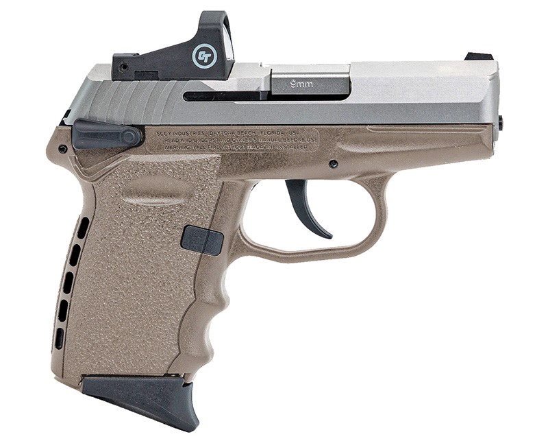 SCCY CPX1 9MM DAO 3.1" S/S & FDE W/RED DOT, 10RDS