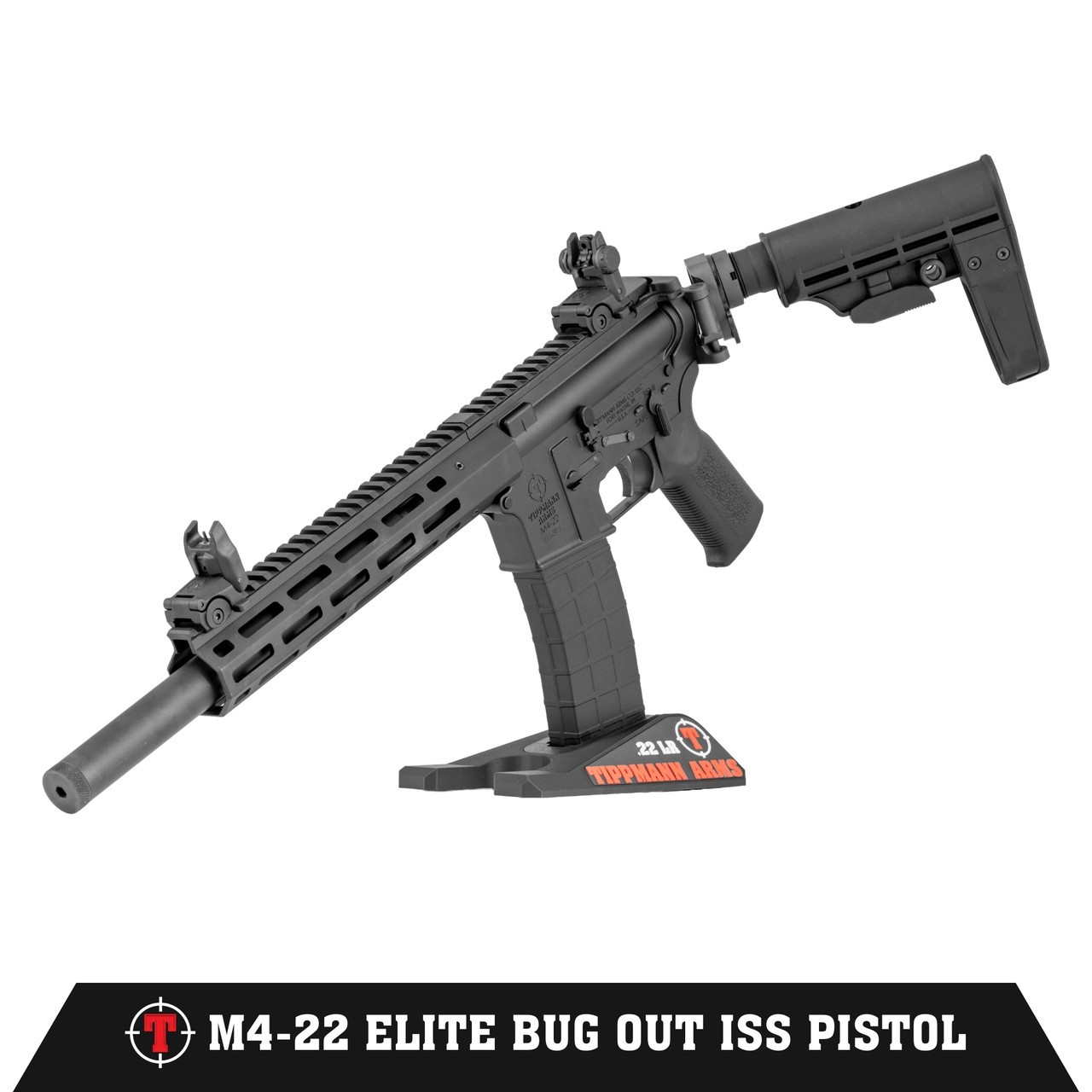 TIPPMANN M4-22 ELITE ISS BUGOUT, 22LR, PISTOL, 12", INTEGRATED SUPPRESSOR, T5 FOLDING BRACE, 25RDS